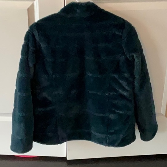 Reversible teal fuzzy coat EUC rarely worn - Picture 2 of 4